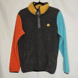 Dutch Bros Coffee Color Block Sherpa Fleece‎  Unisex Pullover Henley Flaw Small